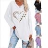 2025 Autumn/Winter Heart Print Long Sleeve Casual Loose T-shirt