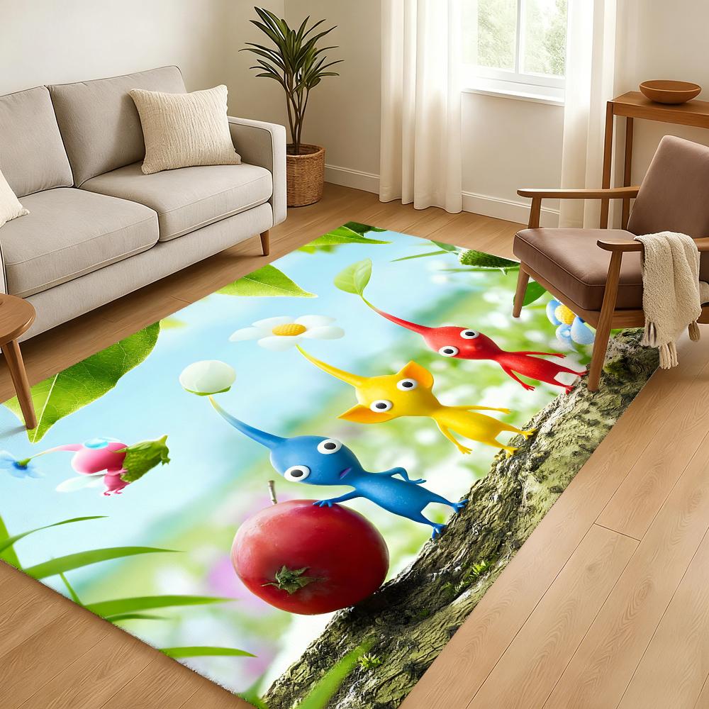 Cartoon P-PikminS Floor Mat Soft Thickened Absorbent Non-Slip Bedroom Living Room Door Mat Home Decor Flannel Rugs