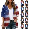 Women's Independence Day Print Cardigan, Loose-Fit Tunic, Casual Shirt