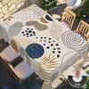 1pc Bohemian Summer Leaves Style Polyester Tablecloth with Scalloped Edge, Suitable for Home Kitchen Decor, Room Decoration