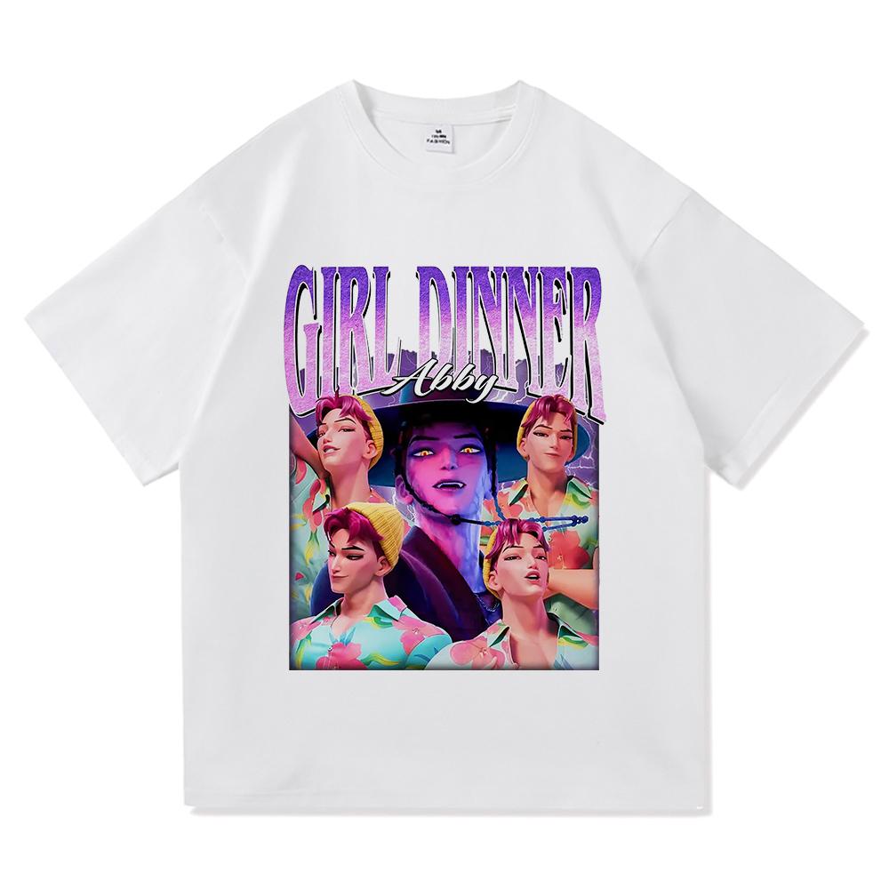 Girl Dinner Abby Jinu T Shirt 2025 Anime Demon Hunters Saja Boys Men/women Clothing Vintage Harajuku High Quality Cotton Tshirts