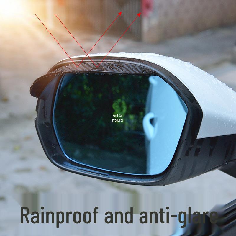 Carbon Fiber Pattern Rainproof Rearview Mirror Shield - Universal Fit
