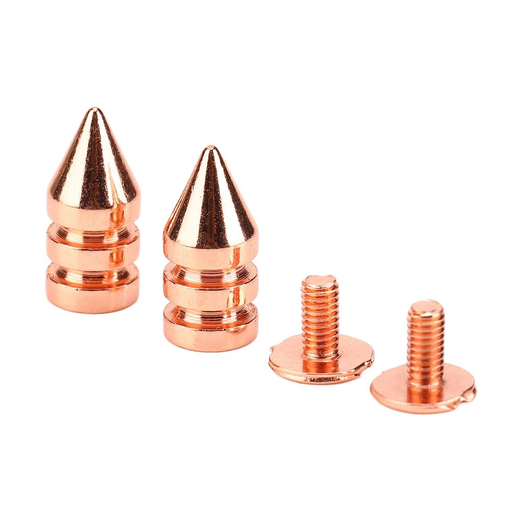 100 Sets Spiked Cone Spike Stud High Hardness Metal Plating Rose Gold Screw Back Studs Spikes Kit