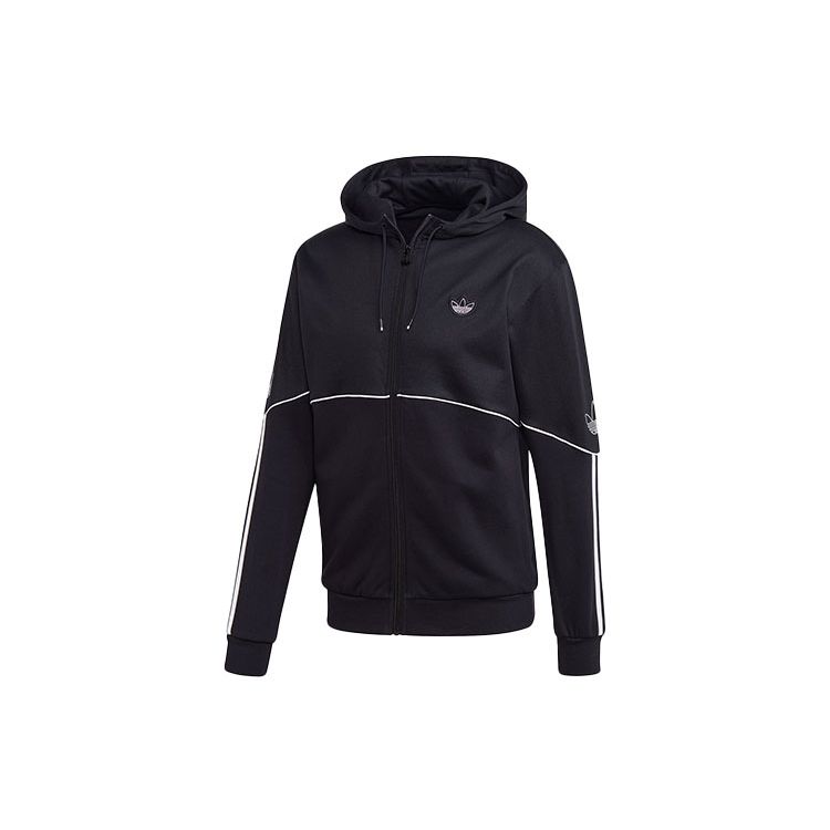 adidas Originals Men s Black Trefoil Full-Zip Hooded Jacket FM3871 M