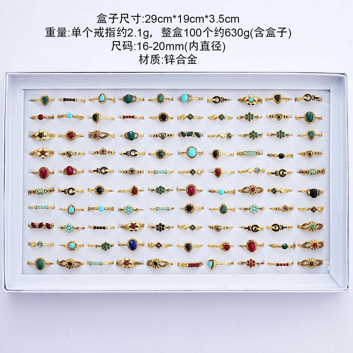 10Pcs Retro women s ring. Various styles of colored stone rings. Turquoise ring.