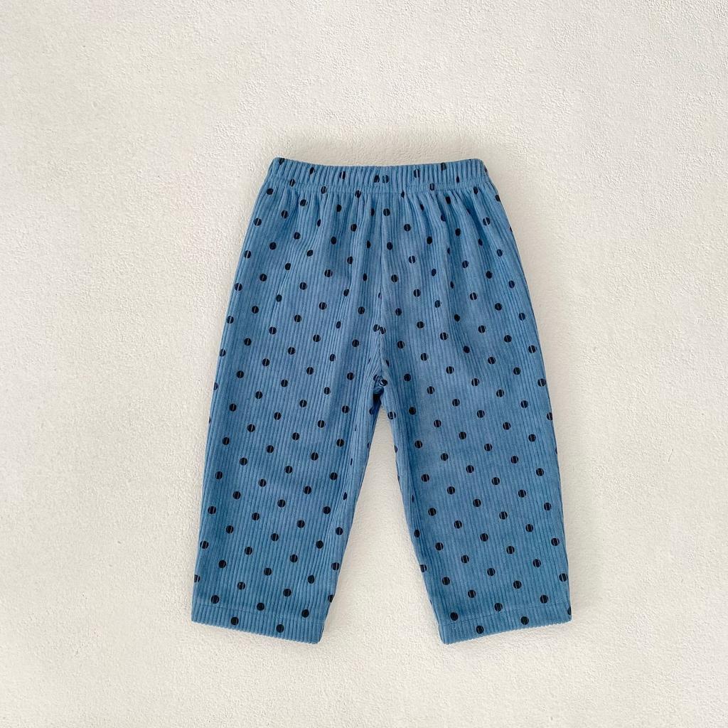 2025 Autumn Baby Pants Boys and Girls Korean Version Loose Polka Dot Corduroy Fashion Casual Sports Pants