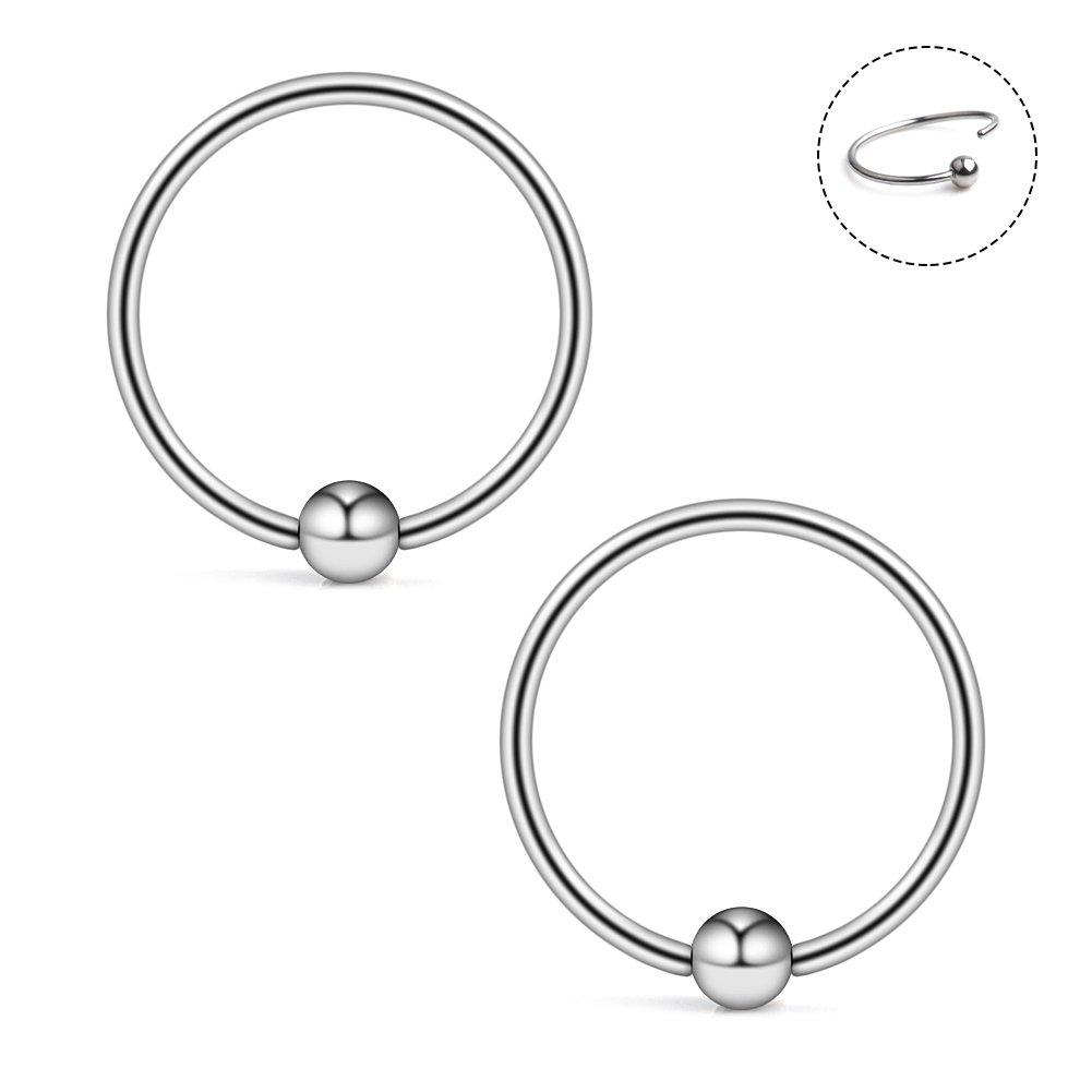

2-10Pcs Nose Ring 20G Thin Helix Cartilage Earrings For Lip Nostril Septum Piercing Hoop Womens and Mens Body Pierecing Jewelry 20G(0.8mm-Dia.8mm)