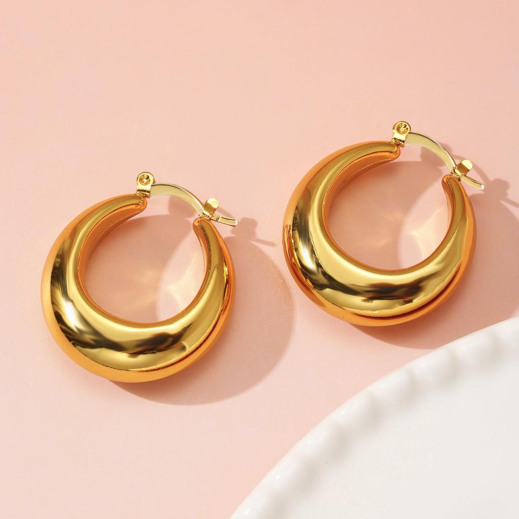 Golden Small Chunky Hoop Earrings for Women Lightweight Statement Party Jewelry Gift