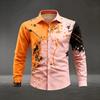 Stylish Art Paint Splatter Long Sleeve Button-Up Shirt