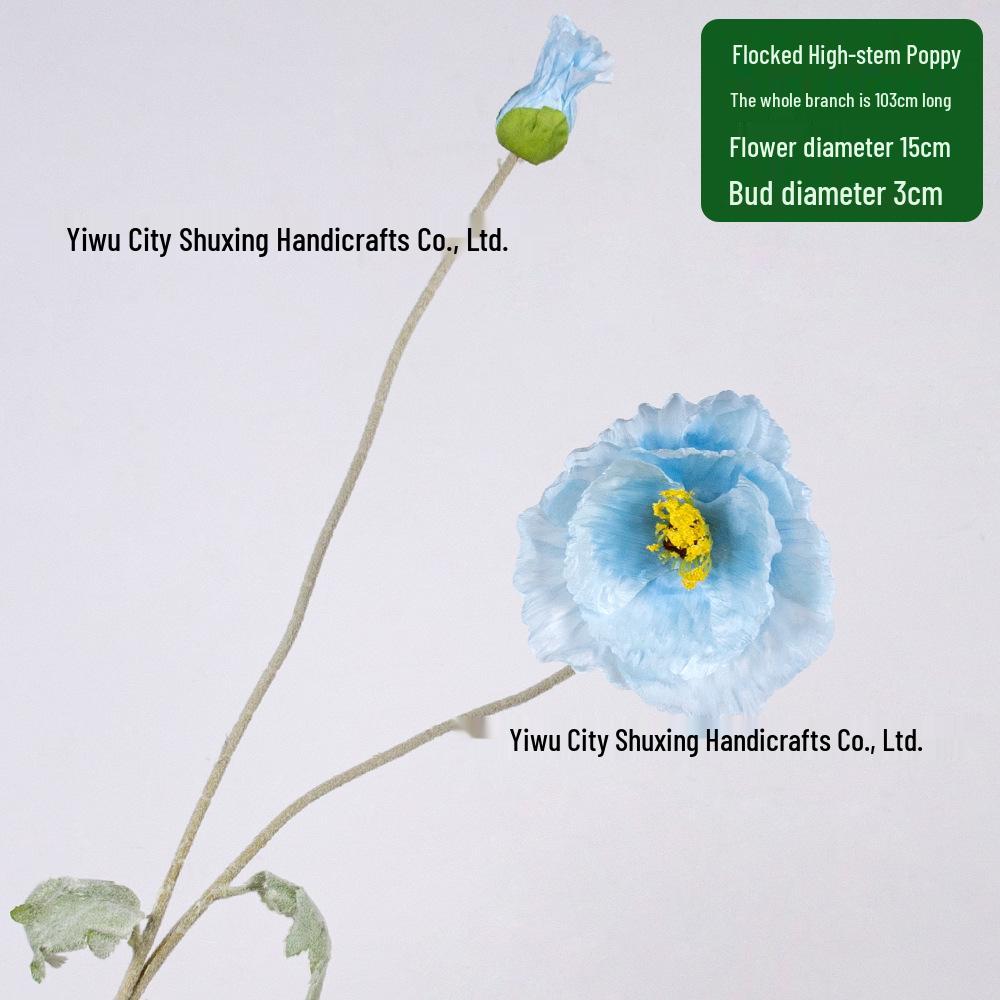 Large Flocked Silk Poppy Artificial Flower for Home or Venue Decoration, Floor Standing Prop