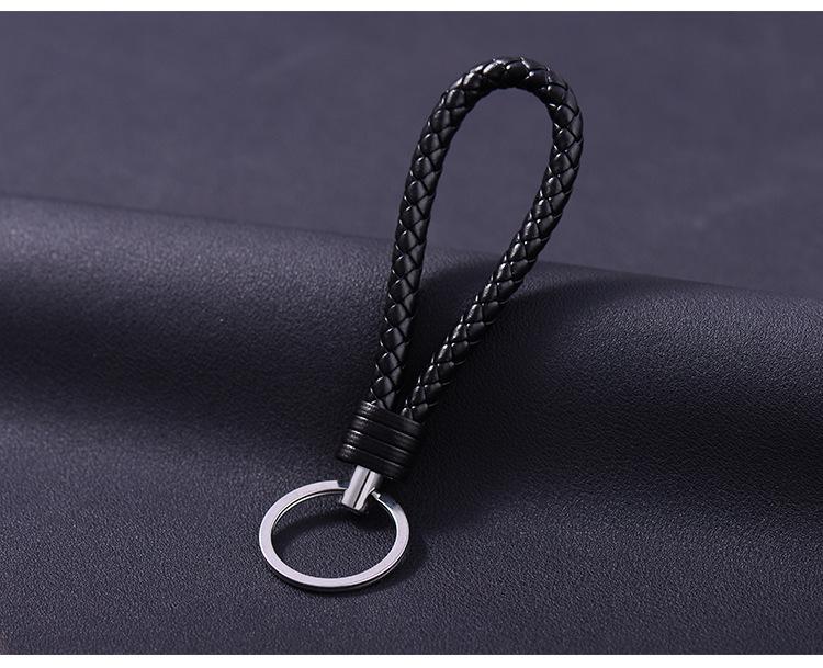 Handmade Braided Leather Car Keychain: PU Leather Pendant for Men & Women
