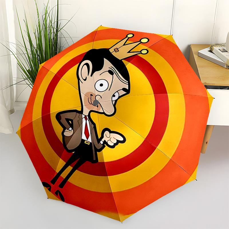

Mr.Bean Themed Travel Umbrella-8 Ribs Automatic Opening and Closing, Portable Folding Design, Compact and Stylish Umbrella Suitable for Outd