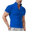 Mens Short Sleeve Waffle Turn Down Collar Solid Casual Polo Shirt