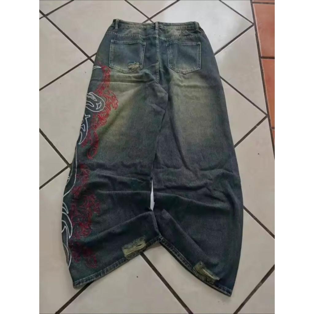 STREETRICH Y2K Amerikanska Nya Mönster Broderi Baggy Jeans High Street Vintage Hip Hop Mode Casual Joker Par Vida Ben Byxor
