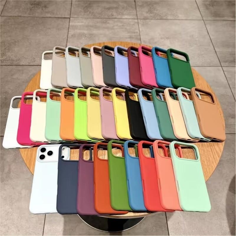 Bright Fluorescent Liquid Silicone Phone Case For iPhone 17 Air 17Pro 16 ProMax Silicone Button Protection Matte Solid Soft Cover