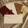 Stil vintage Nu. Set de 5 Plicuri și Hârtii de Scris din Pânză de Iută cu Ceară de Sigilat și Textură de In, 22×11cm
