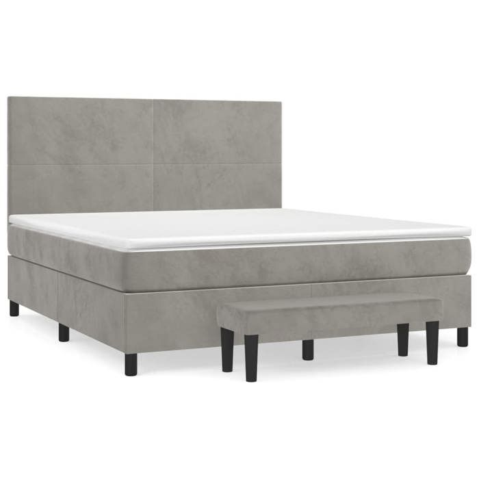 Maison Exclusive - Sommier à lattes de lit et matelas Gris clair 160x200cm Velours