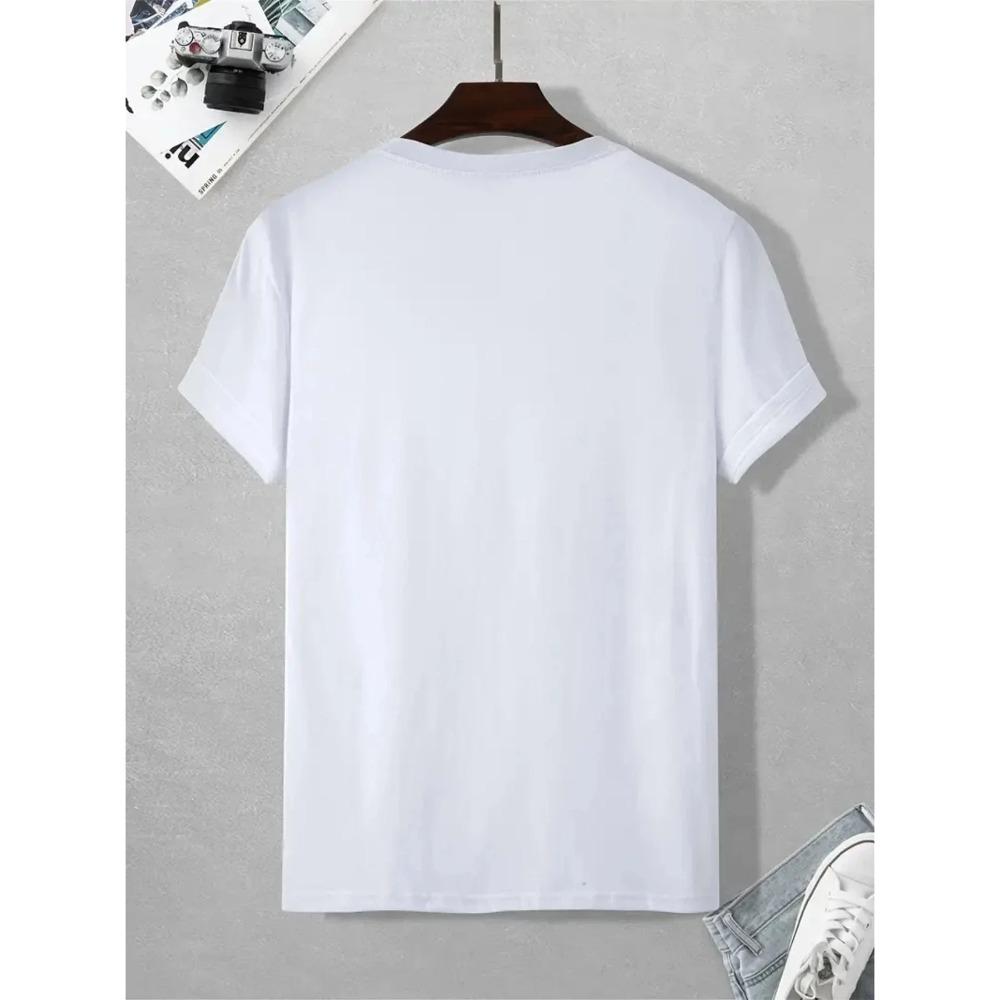 

Summer men s 100% pure casual sports loose letter and mountain printed comfortable round neck short sleeved T-shirt top XXXXXL белый