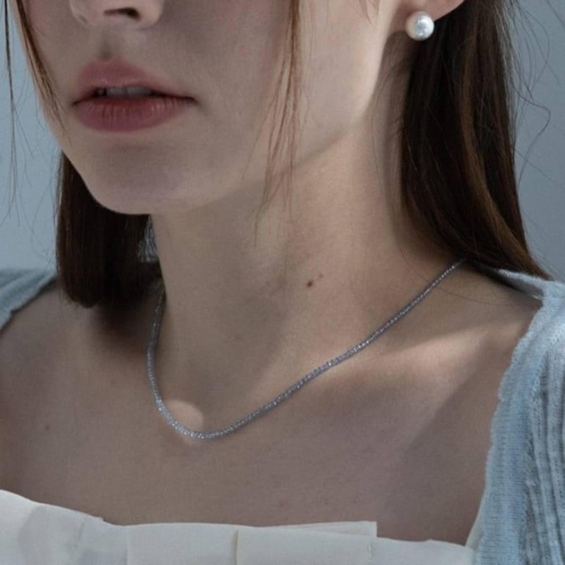 PRZED WSCHODEM KSIĘŻYCA [Srebro 925] Naszyjnik z przezroczystymi chmurkami SN208 - Niebieski