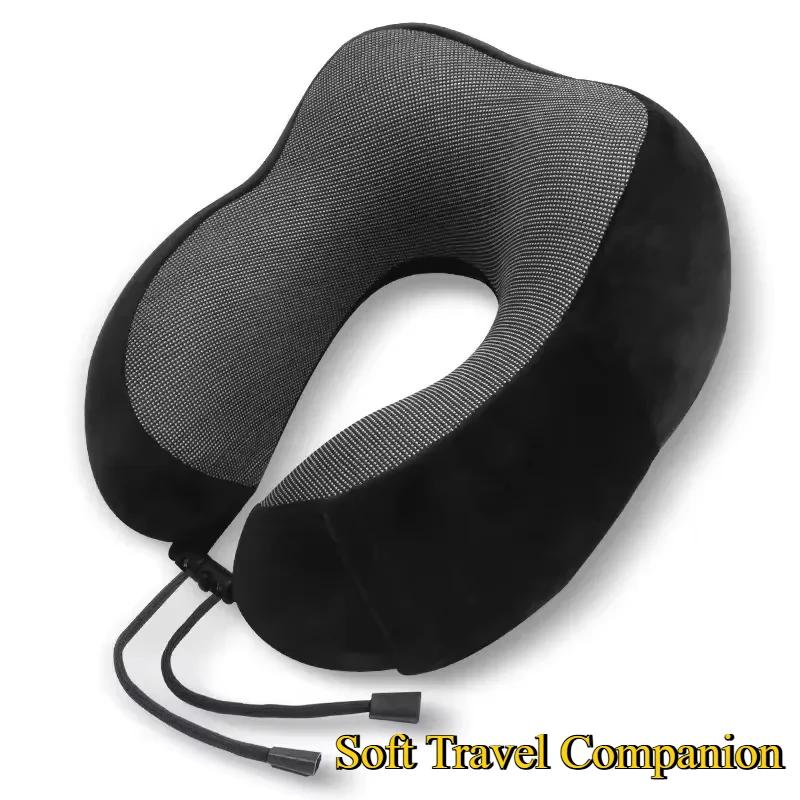 Memory Foam U Shaped Neck Pillow - Soft Travel Companion with Massage Feature, Ideal for Airplane, Car & Cervical Support