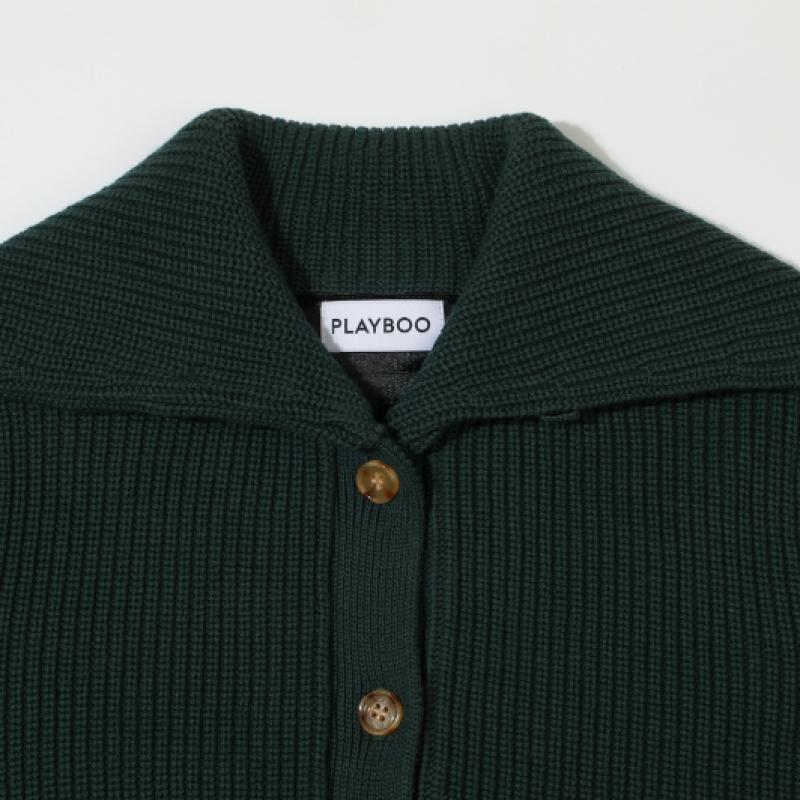 PLAYBOO Windproof Spread Collar Cardigan Forest Green