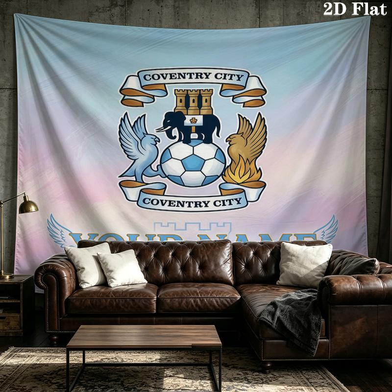 Custom Name Coventry City Printed Tapestry – Wall Hanging for Bedrooms, Dorms, and Home Decor