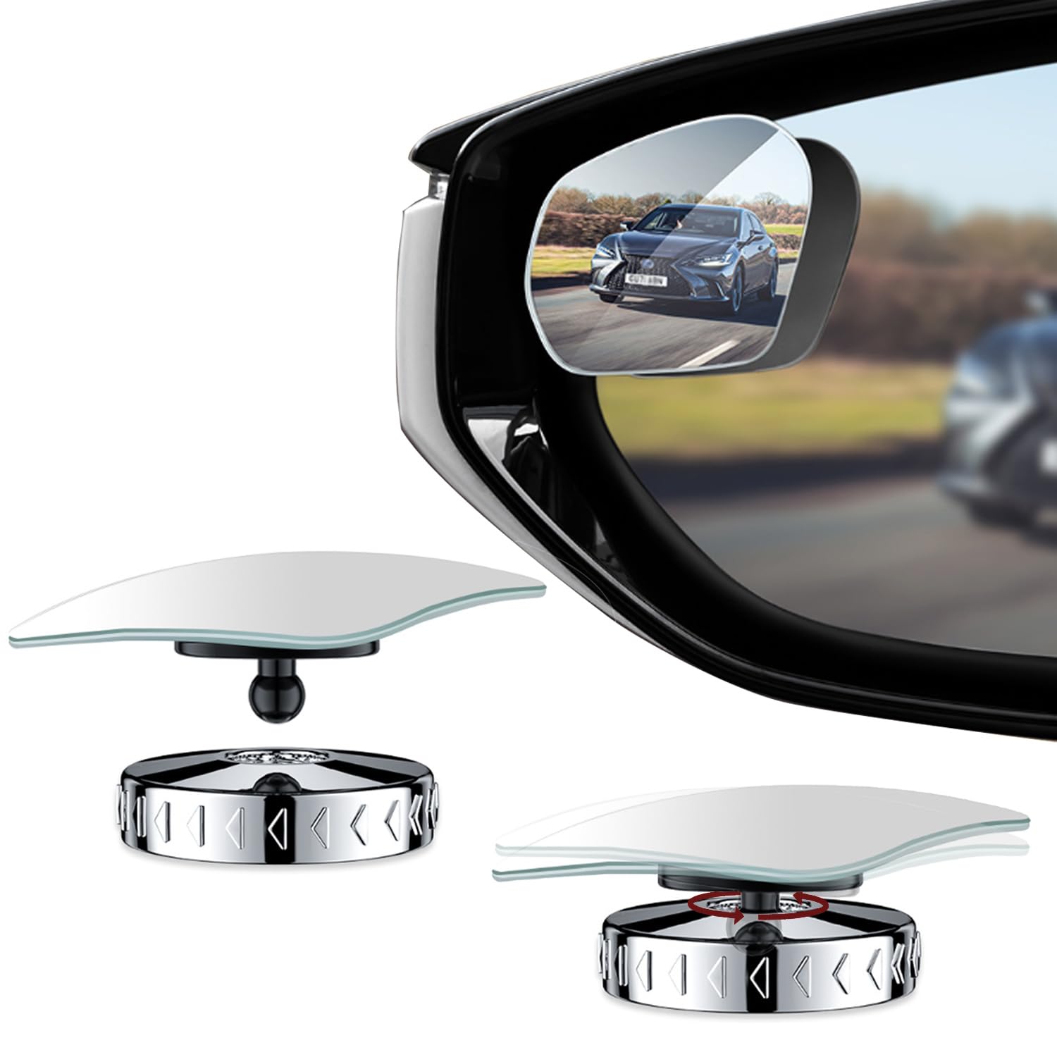 

KIMLONTON Car Auxiliary Mirror, Set of 2, Suction Cup Type, Blind Spot Mirror, Easy серебряный