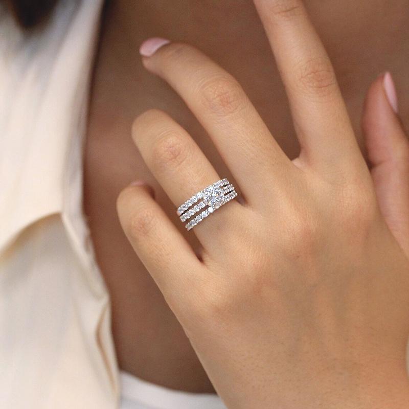 Huitan Fashion Contracted Design s Set Rings with Cubic Zirconia Brilliant Bride Wedding Accessories New Trendy Women Jewelry