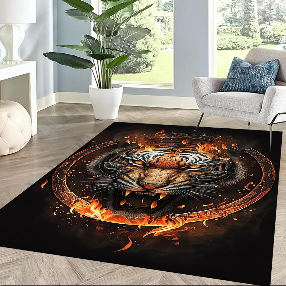 Colorful Tiger Portrait Floor Mats for Living Room, Bedroom and Room Decoration Are Suitable for Gifts.