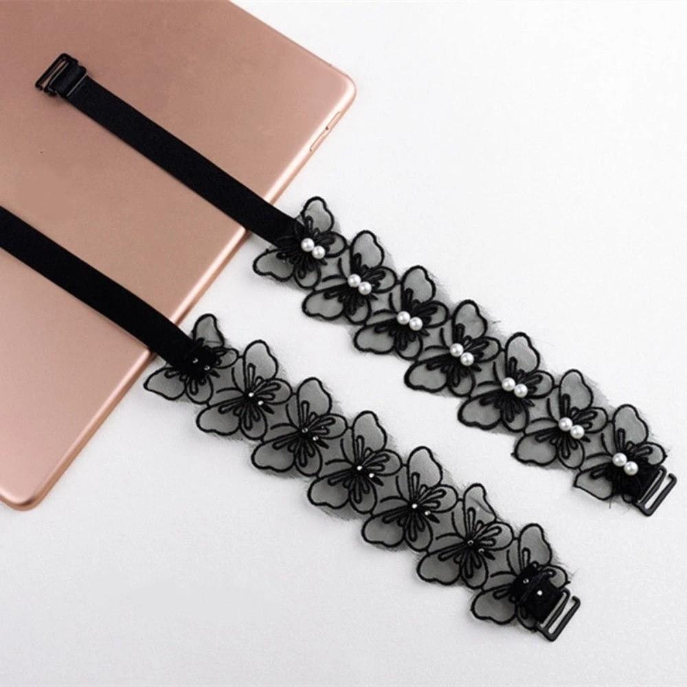 

Anti-slip Lace Bra Strap Elastic Butterfly Flower Shape Floral Bra Straps Adjustable Lingerie Strap Belt Bridal Wedding Party One Size