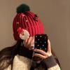 Santa Claus Red Knitted Hat Children's Winter New Versatile Warm Ear Protector Wool Hat Shows Small Face