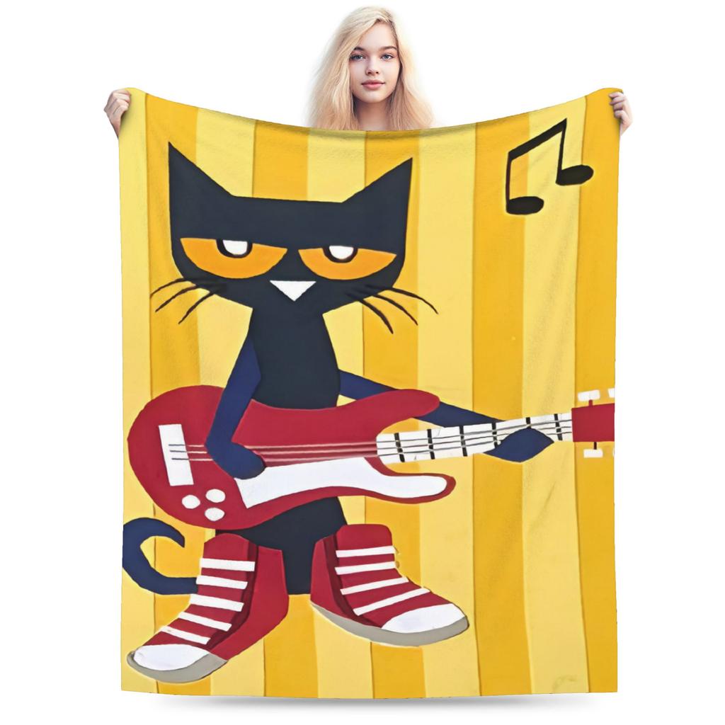 Мультяшное одеяло Sun Pete The Cat Фланелевое покрывало для самолета Путешествия Персонализированное Мягкое Теплое Постельное белье