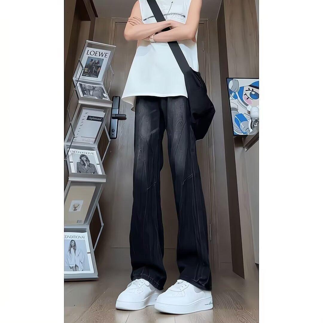 JYL Мужские Клетчатые Джинсы Зимние Хай-Стрит Мода Прямые Повседневные Джинсовые Брюки S амарантовый