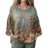 Summer Tops For Women Cute V Neck 3/4 Sleeve Blouses Floral Print Top Casual Shirts