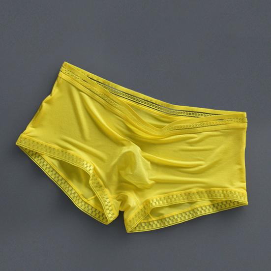 Men Underpants Ice Silk Ultra Thin Low-Rise Lace Solid Color Sexy 3D U Convex Translucent Underwear Panties Briefs for Daily Wear