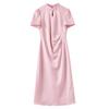 Elegant New Chinese Style Jacquard Puff Sleeve Midi Dress