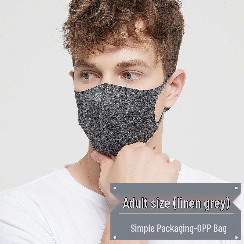 3D černá maska z ledového hedvábí a bavlny: Dámský prodyšný, prachotěsný, pratelný, sluneční ochrana s potištěným logem - Vhodný pro všechna roční období.