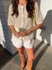 Women's 2026 French Style Hollow Knit Cardigan Sweater - Round Neck, Short Sleeve, Solid Color