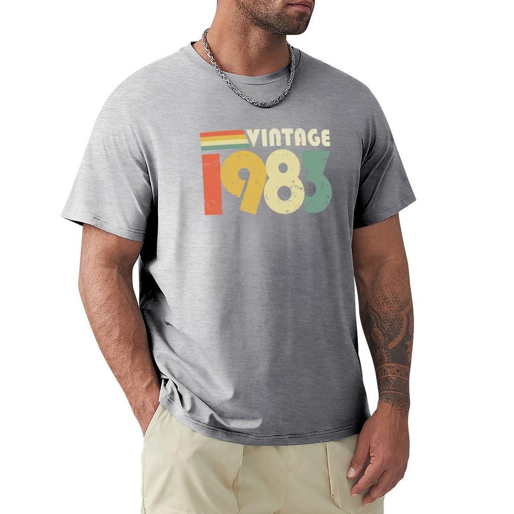 Vintage 1983 40th Birthday Gift Distressed Design TShirt Graphic T Shirts Short Tshirt Mens Plain T Shirts