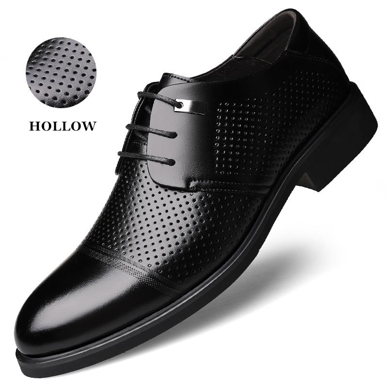 Summer Hollow Height Increasing Shoes Men Elevator Shoes 6CM Invisible Insole for Daily Wedding Office Leather Shoes Man Taller