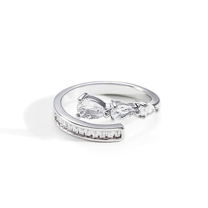 

And Chic Gold Silver Adjustable Open Ring With Unique Water Drop Shape And Feel Luxury Silver Drop Zirconia