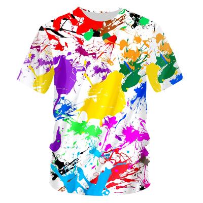 Rundhals-T-Shirt für Herren und Damen, Hip-Hop-Fitness, 3D-Batikdruck, T-Shirt, Sweatshirt, Persönlichkeit, bunt, Übergröße