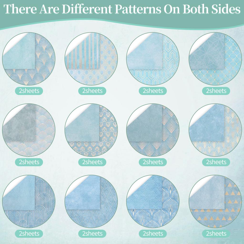 24/48Pcs Double Sided Scrapbook Paper DIY Handmade Collage Decorative Background Paper Journaling Background Decoration 12x12In