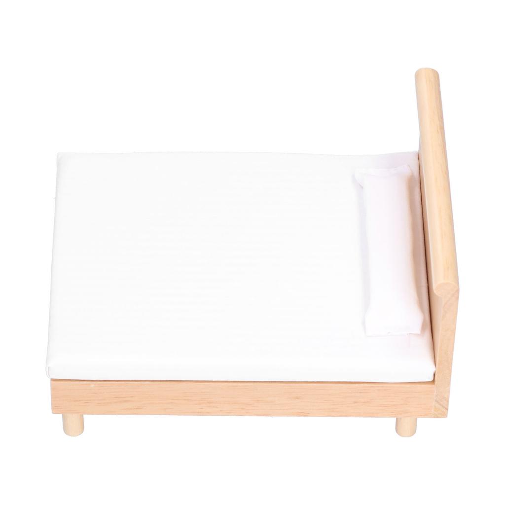 1:12 Dollhouse Double Bed Oak Miniature Furniture Doll House Decoration Accessories