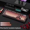 BOW Hangshi Multi-Mode Backlit Bluetooth Keyboard with Lipstick Foundation Design for Women, Mechanical Feel, and Wireless/Wired Options