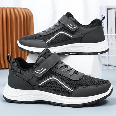 Men's Shoes Summer Couple Walking Shoes Breathable Casual Mesh Shoes Velcro Dad Shoes Comfortable Soft Sole Single Shoes