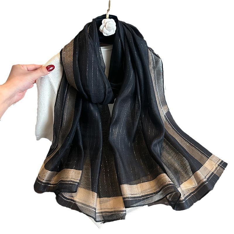 Long Silk Wool Scarf Shawls And Wraps For Women Solid Foulard Pashmina Poncho Female Summer Sunscreen Scarves Hijab Bandana