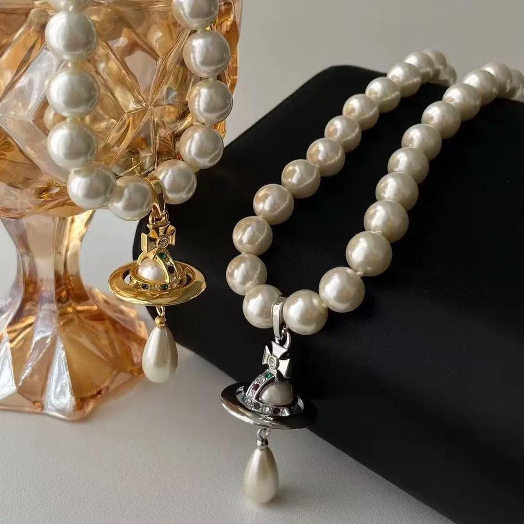 Kaiserinwitwe Cixi Vivienne 3D Perlenkette: Eleganter Damen Saturn Wassertropfen Design