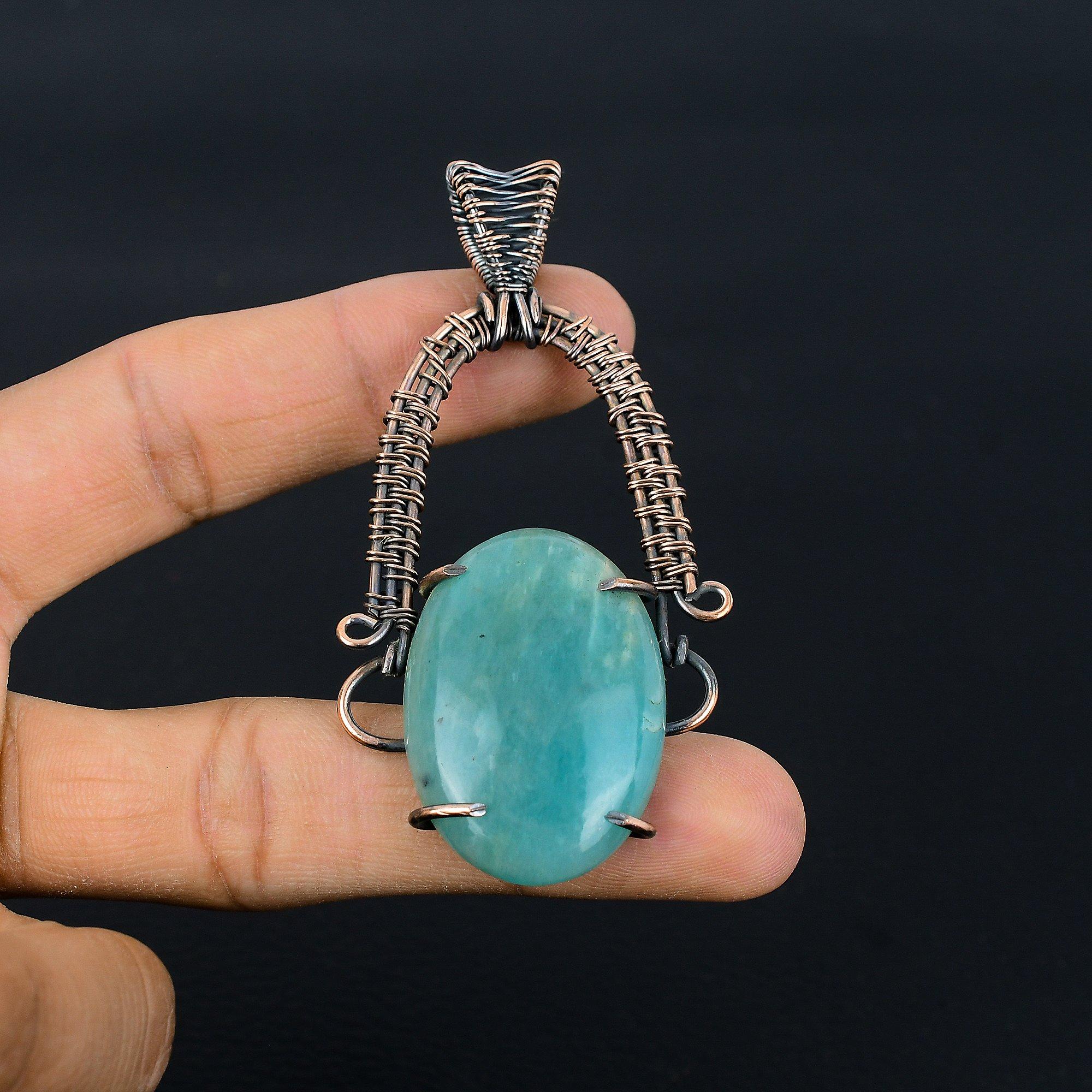 

Подвеска Аквамарин 999 Медная проволока, Ручная работа Подвеска с драгоценным камнем, Подарки для жены Совершенно новая подвеска 2.55 Inches