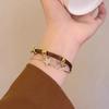 Leather Elegant Coffee Star Bracelet For Women Trendy Artistic Accessory Winter